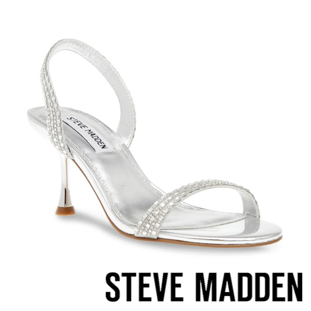 STEVE MADDEN EILISE 鑽面細帶細跟涼鞋(銀色)