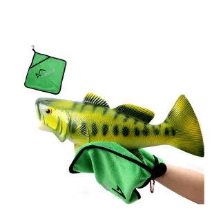【JINDO 敬多路亞】釣魚人專用 手套毛巾(雙層加厚 超細纖維 抓魚巾 速乾 吸水力強 輕量 收納方便 不易沾黏)