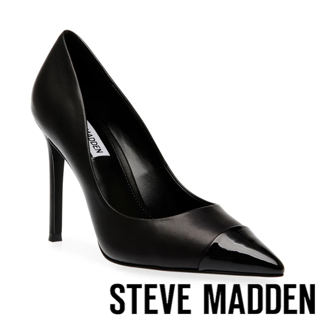 STEVE MADDENSTEVE MADDEN EVELYN-C 皮革拼接尖頭高跟鞋(黑色)