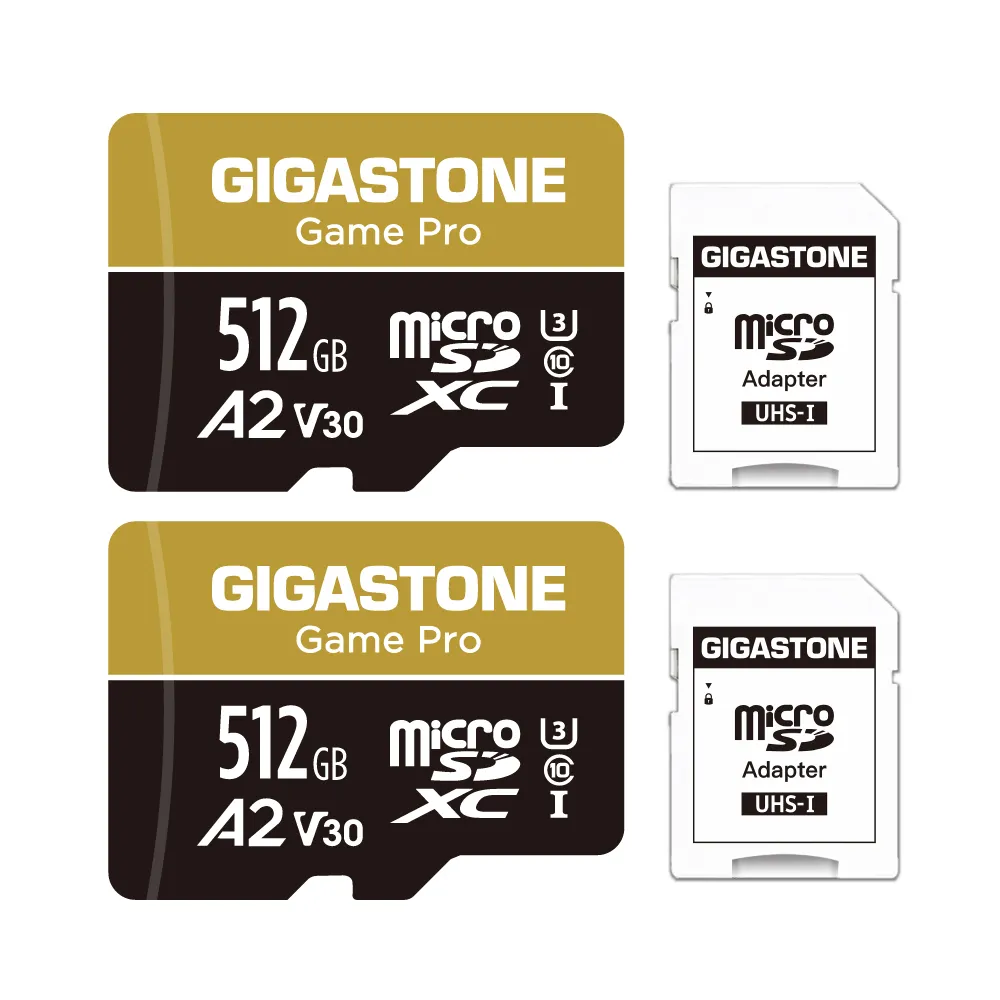 【GIGASTONE 立達】microSDXC UHS-Ⅰ U3 A2V30 512GB遊戲高速記憶卡-2入組(支援Switch/GoPro)