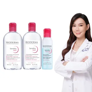 【BIODERMA 貝膚黛瑪 官方直營】潔膚液500ml2入+眼唇卸125ml