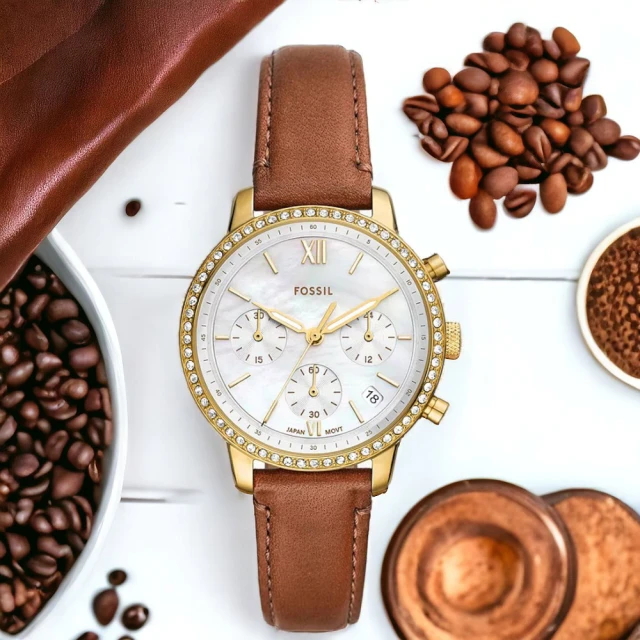 【FOSSIL】Neutra  珍珠母貝 棕色皮革 女錶 手錶 禮物(ES5278)