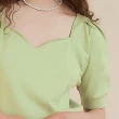 【OUWEY 歐薇】微澎袖五角領針織上衣(淺綠色；S-L；3242195011)