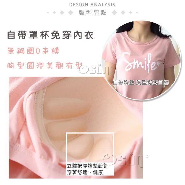 【Osun】棉質帶胸墊Smile短袖大碼連衣裙睡衣居家休閒服(特惠價CE405Smile-)