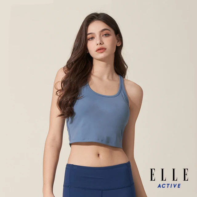 ELLE ACTIVE 女款 修身細肩帶短背心-藍色(EA24M2W1001#33)