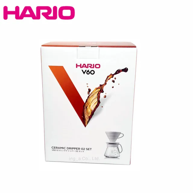 HARIO V60白色02陶瓷濾杯咖啡壺組(4杯份禮盒組)