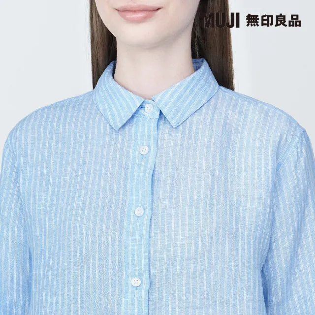 【MUJI 無印良品】女亞麻水洗標準領長袖襯衫(共7色)
