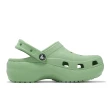 【Crocs】洞洞鞋 Classic Platform Clog W 女鞋 純綠色 經典雲朵克駱格 增高 卡駱馳(206750374)