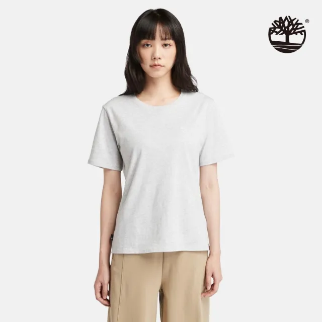 【Timberland】女款淺灰色短袖休閒T恤(A6ATEEK3)