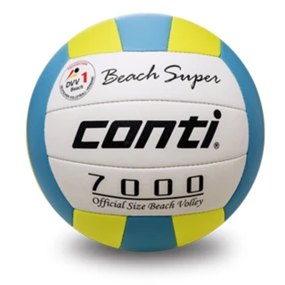 【Conti】原廠貨 5號球 日本超細纖維結構專利排球/沙灘排球 白藍黃(V7000-5-BV-WBY)