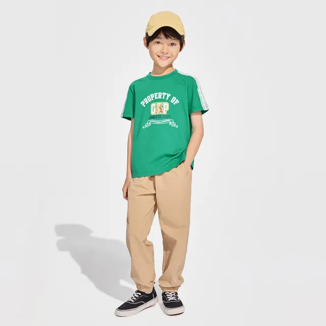 【GAP】男童裝 Logo純棉小熊印花圓領短袖T恤-綠色(891986)