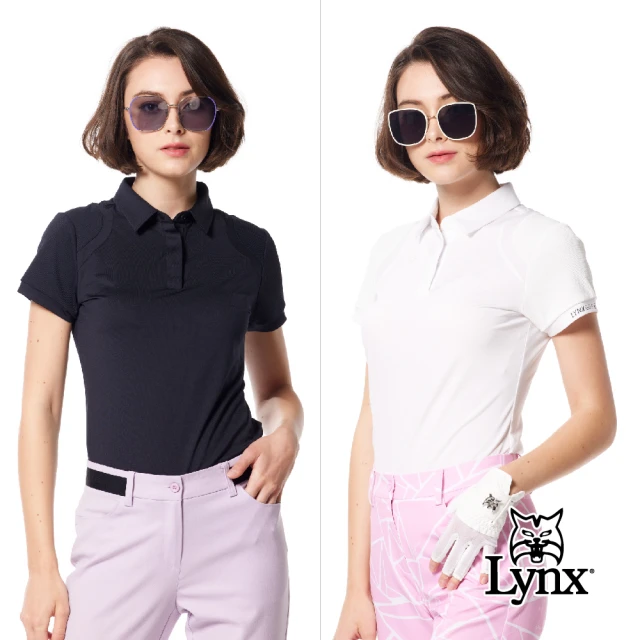 Lynx Golf 女款合身版日本進口素材抗菌除臭機能後背LOGO立體凸印設計短袖POLO衫/高爾夫球衫(二色)