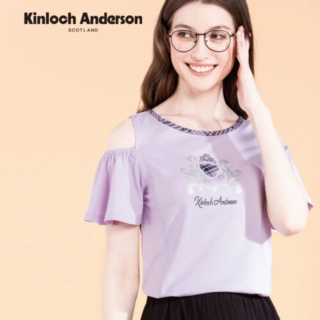 Kinloch Anderson 小熊黃冠露肩短袖棉質上衣 金安德森女裝(KA1153016 深藍/粉紫)