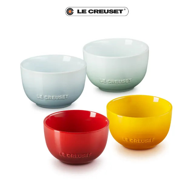 【Le Creuset】瓷器花蕾系列餐碗11cm(櫻桃紅/杏桃黃/湖水綠/銀灰藍 4色選1)