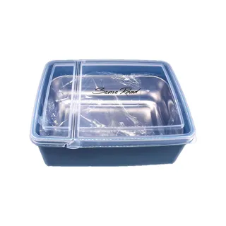 不鏽鋼長方形雙層掀蓋餐盒(便當盒/保鮮盒/冷藏/收納/電鍋/蒸鍋/烤箱/微波)