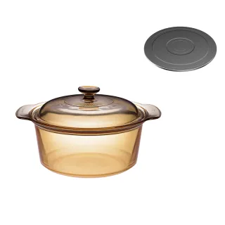 【CorelleBrands 康寧餐具】3.5L晶彩透明鍋-寬鍋