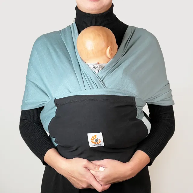 【Ergobaby】包裹式嬰兒揹巾/揹帶(湖水綠/黑色)