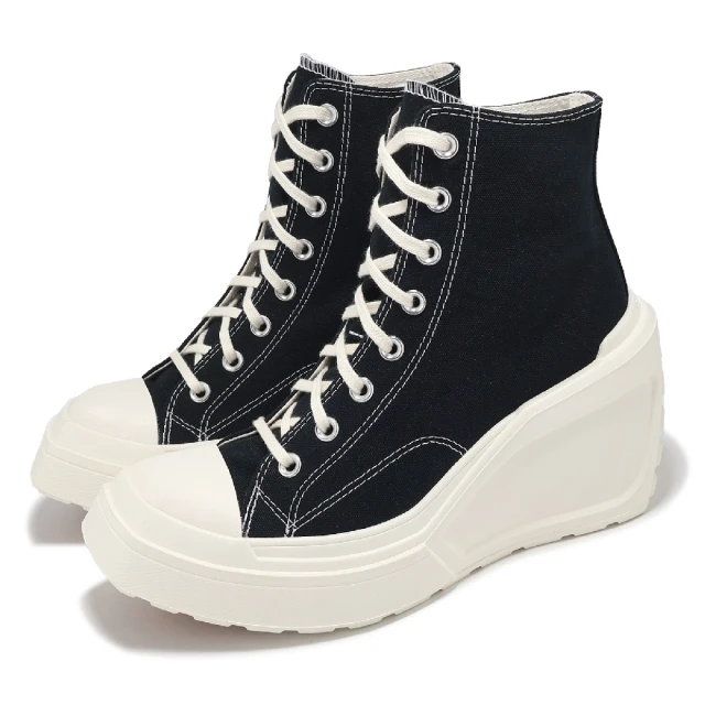 CONVERSE 休閒鞋 Chuck 70 De Luxe Wedge HI 女鞋 黑白 厚底 高跟 1970 帆布鞋(A06478C)