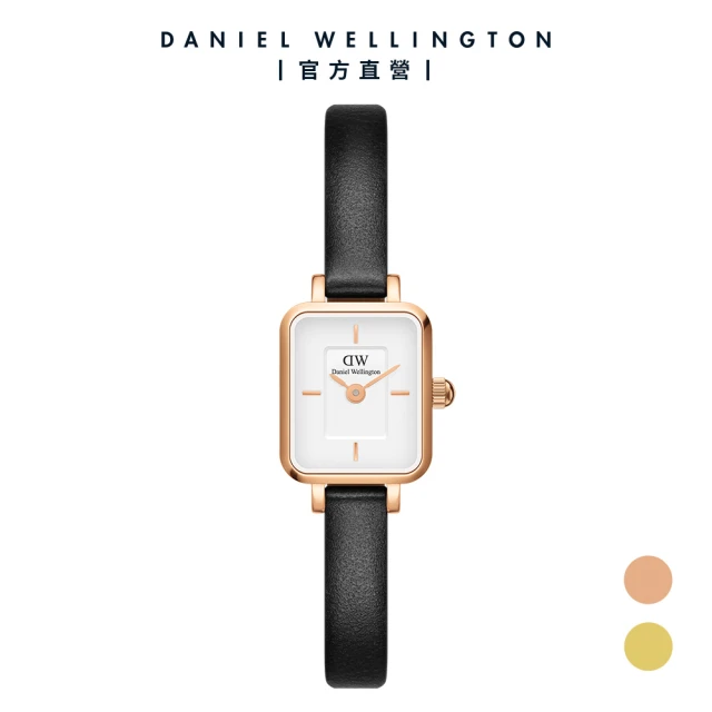 Daniel Wellington DW Quadro Mini 15.4x18.2ｍｍ 方糖系列黑皮革小方錶(兩色任選)