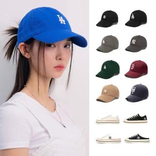 【MLB】可調式棒球帽+帆布餅乾鞋/穆勒鞋(鞋+帽2入組)