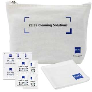 【ZEISS 蔡司】AntiFog Wipes 防霧拭鏡紙 100張 含原廠帆布包 + 拭鏡布 + 抗菌拭鏡紙 50張