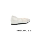 【MELROSE】美樂斯 華麗晶鑽網布拼接牛皮內增高方頭低跟鞋(灰)