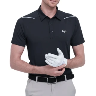 【GoPlayer】男彈性透氣短袖上衣-黑.藏青.白(高爾夫短袖T恤球衫 Polo運動排汗速乾Golf球衣)