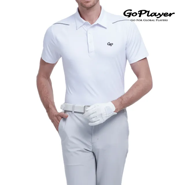 【GoPlayer】出清特價 男彈性透氣短袖上衣-黑.藏青.白(高爾夫短袖T恤球衫 Polo運動排汗速乾Golf球衣)