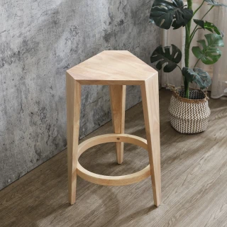 【BODEN】梅莉森幾何六角造型實木吧台椅/吧檯椅/高腳椅-鄉村木紋色