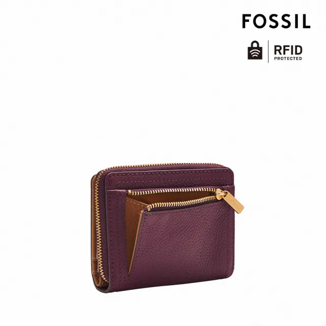 【FOSSIL】Logan 迷你多功能真皮RFID防盜短夾-紫晶色 SL7923519