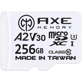 【AXE MEMORY】MicroSDXC 256GB A2 V30/ UHS-I U3 4K-附轉卡 記憶卡(台灣製)