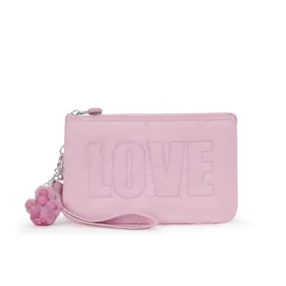 【KIPLING官方旗艦館】粉色LOVE字母絎縫多層配件包-CREATIVITY XL
