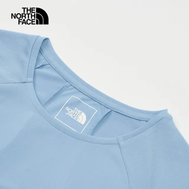 【The North Face 官方旗艦】北面女款藍色吸濕排汗舒適短袖T恤｜8825QEO