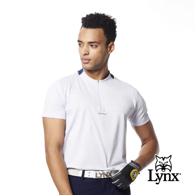 【Lynx Golf】首爾高桿風格！男款合身版銀離子抗菌機能立體凸印設計短袖立領POLO衫/高爾夫球衫(二色)