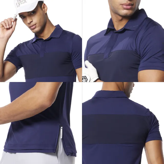 【Lynx Golf】首爾高桿風格！男款合身版彈性舒適素面山貓下擺側開設計短袖POLO衫/高爾夫球衫(二色)