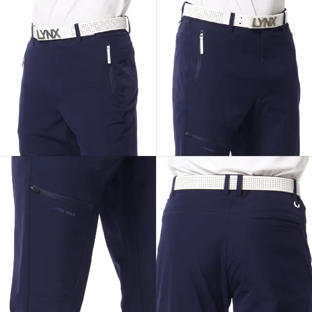 【Lynx Golf】首爾高桿風格!男款彈性舒適腿袋設計 造型拉片拉鍊口袋平口休閒長褲(三色)