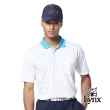 【Lynx Golf】男款吸溼排汗機能織紋布材質滿版扶桑花造型胸袋款短袖POLO衫/高爾夫球衫(三色)