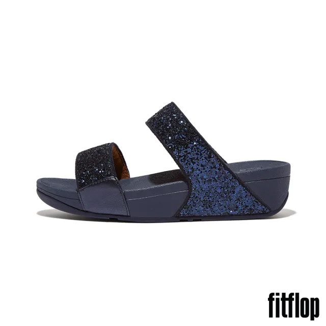 【FitFlop】LULU GLITTER SLIDES經典亮片雙帶涼鞋-女(午夜藍)