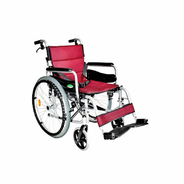 【海夫健康生活館】頤辰24吋輪椅 輪椅B款 附加A功能 鋁合金/大輪/可拆/復健式 深紅深藍二色可選(YC-925.2)