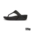 【FitFlop】LULU 防水雙色織帶夾脚涼鞋-女(黑色)