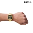 【FOSSIL 官方旗艦館】三眼計時/復古方形 不鏽鋼/皮革錶帶指針手錶(多款多色可選)