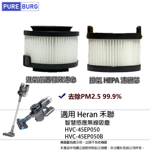 PUREBURG 適用Heran禾聯HVC-45EP050 HVC-45EP050B智慧感應無線吸塵器進風 排氣HEPA集塵濾網