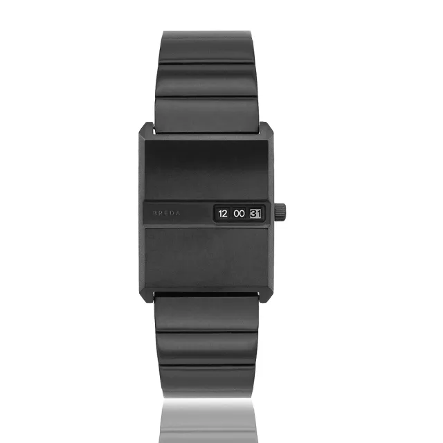 【BREDA】PULSE系列設計 矩形錶殼 數字視窗顯示 不鏽鋼錶帶 女錶 手錶 母親節(共3款)