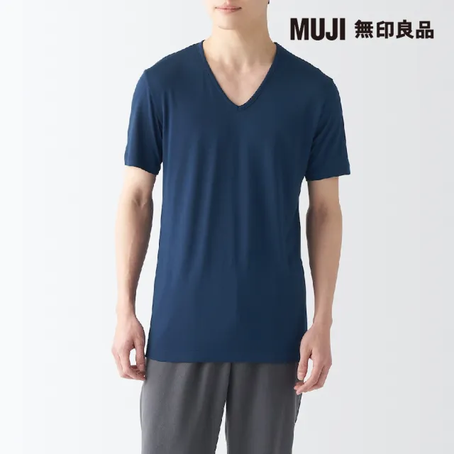 【MUJI 無印良品】男涼爽柔滑V領短袖T恤(共5色)