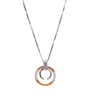 【法蝶珠寶】18K鑽石項鍊 雙色雙環(直徑約1.1公分)