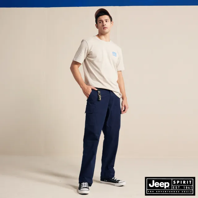 【JEEP】男裝 率性休閒口袋工作褲(深藍)