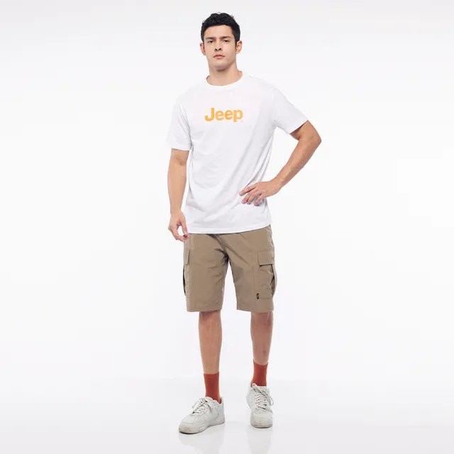 【JEEP】男裝 防潑水設計口袋工作短褲(卡其)