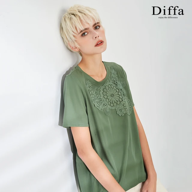 【Diffa】蕾絲貼花設計針織衫-女