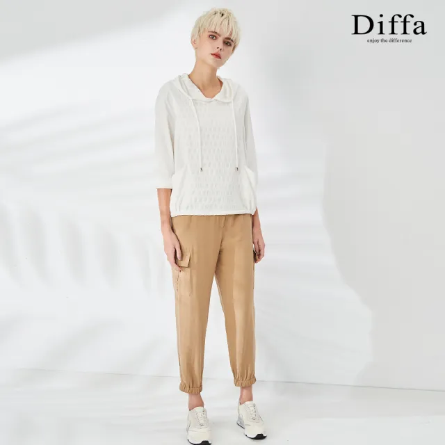 【Diffa】舒適親膚貼袋設計工裝長褲-女