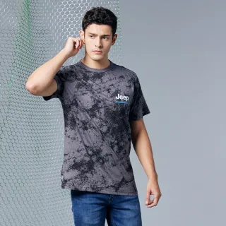 【JEEP】男裝 潑墨風格造型短袖T恤(深灰色)